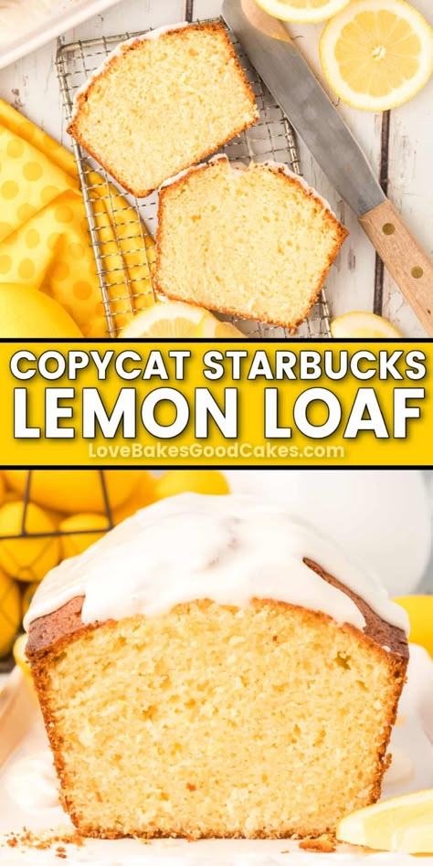 Skip the drive-thru and make your own Copycat Starbucks Lemon Loaf recipe at home! Moist, tangy, and delicious - great for any occasion. Starbucks Lemon Loaf Recipe, Copycat Starbucks Lemon Loaf, Rosemary Olive Oil Bread, Easy Lemon Bread, Amazing Banana Bread, Lemon Bread Recipes, Starbucks Lemon Loaf, Lemon Loaf Recipe, Starbucks Lemon