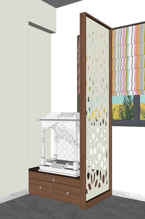 Room Divider Design, Mandir Ideas, Wall Partition, Indian Room Decor, Temple Design For Home, Divider Design, Pooja Room Door Design, Wardrobe Interior Design, Pooja Room Design