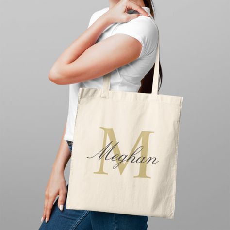 Modern Elegant Gold Black Personalized Monogram Tote Bag Bachelorette Tote Bags, Bachelorette Tote, Gold Tote Bag, Book Tote Bag, Monogram Tote Bags, Monogram Tote, Newlywed Gifts, Monogram Design, Kids Stationery