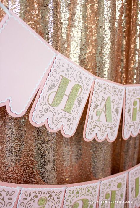 Diy Bunting Banner, 90th Birthday Banner, Free Birthday Banner, Happy Birthday Banner Diy, Cricut Banner, Rose Gold Banner, 40th Birthday Banner, Sweet 16 Party Favors, Happy Birthday Free