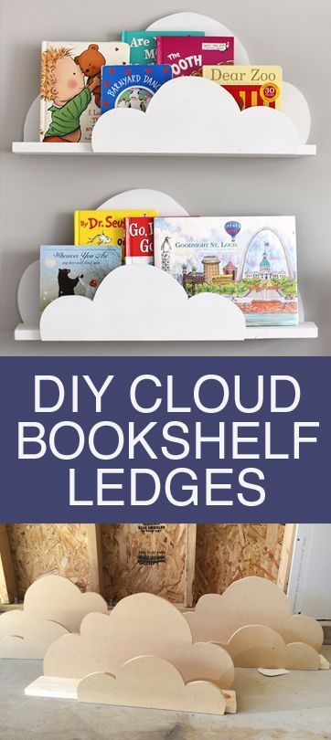 DIY cloud bookshelf ledges. So easy to make! Love these for a kids bedroom or nursery!! Cloud Bookshelf, Grandkids Room, Diy Nursery Decor, Diy Clouds, Reading Area, Baby Diy, Cool Ideas, Easy Home Decor, Kids Playroom