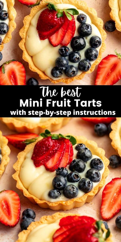 Fruit Tart Recipe Mini, Fruit Tart Recipe Easy, Easy Fruit Tart, Mini Tart Recipes, Easy Tart Recipes, Mini Fruit Tarts, Fruit Tart Recipe, Fruit Tarts, Tart Filling