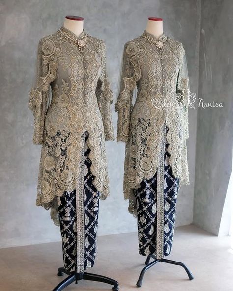 Kebaya Tunik Brokat Modern, Kebaya Wedding Dress, Baju Wedding, Kebaya Brokat Modern, Brokat Kebaya, Mix And Match Outfits Hijab, Brukat Dress, Kebaya Brukat, Model Dress Kebaya