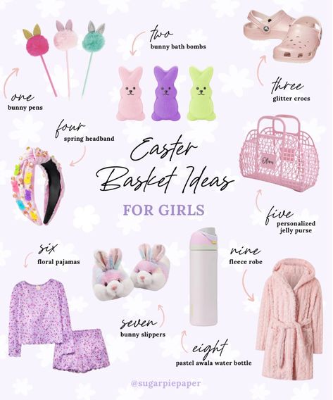 Looking for easter basket ideas for kids no candy?  Check out these cute easter basket ideas for girls 8-10!  Shop these exact easter basket gift ideas for kids here, your daughters will love these girls easter basket gifts! Girly Easter Basket Ideas, Easter Basket For 9 Year Girl, Easter Basket For 6 Year Girl, Easter Baskets For Girls Age 7, Easter Basket Ideas 9 Year Girl, Candy Free Easter Basket, Easter Basket Ideas For Girls 10-12, Easter Basket Ideas For Kids 8-10, Easter Baskets For Kids 8-10