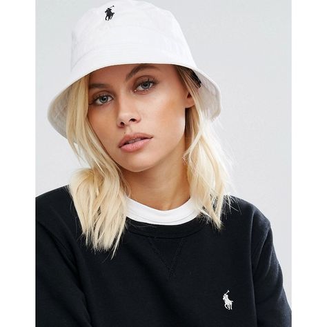 Polo Ralph Lauren Bucket Hat in White (£49) ❤ liked on Polyvore featuring accessories, hats, white, fisherman hat, white hat, brimmed hat, bucket hats and polo ralph lauren Polo Bucket Hat, Ralph Lauren Bucket Hat, Bucket Hat Outfit, Polo Hat, Hat Outfit, Bucket Hat Women, Fisherman Hat, White Hat, Outfits With Hats