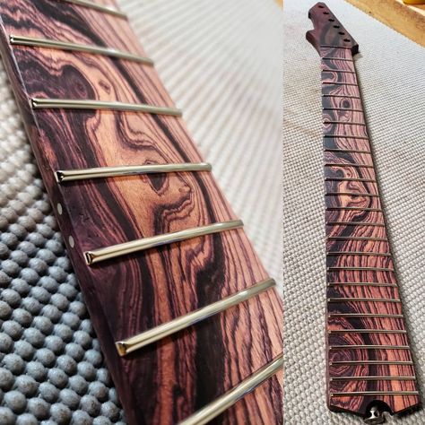 5,787 Likes, 78 Comments - Barlow Guitars (@barlowguitars) on Instagram: “Fretwork done! Crazy for Camatillo Fretboard .057 - .110" Stainless Steel Fretwire” Guitar Inlay, Luthier Guitar, Custom Guitar Picks, Guitar Fretboard, Guitar Diy, Rory Gallagher, Electric Guitar Design, Eric Johnson, Telecaster Guitar