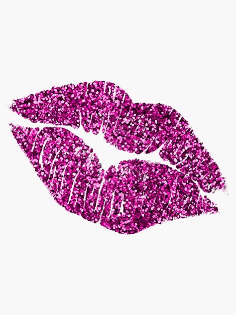 "Glitter Lips : Pink!" Sticker by myheadisaprison | Redbubble Galaxy Stickers, Pink Lips Art, Glitter Wedding Shoes, Bright Pink Lips, Lips Pillow, Pink Lips Makeup, Light Pink Lips, Lip Logo, Hide Dark Circles