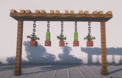 Flowerpot sized hanging planters Minecraft Flower Pot Ideas, Minecraft Potted Plant, Hanging Plants Minecraft, Minecraft Hanging Plant, Minecraft Interior, Hanging Flower Baskets, Hanging Flower Pots, Minecraft Stuff, Minecraft Blueprints