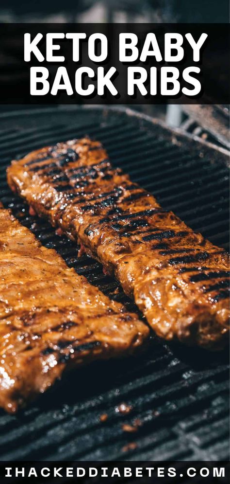 Tasty keto baby back ribs rubbed with a special seasoning blend and then smothered with a sugar free bbq sauce recipe. #keto #bbq #ribs Back Ribs Recipe, Pork Back Ribs, Make Bbq Sauce, How To Cook Ribs, Bbq Dishes, Back Ribs, Ribs On Grill, Ribs Recipe, Bbq Sauce Homemade