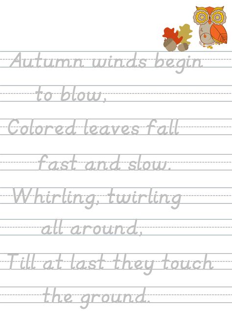 Halloween poetry tracing page - fall leaves poem - fine motor and hand writing practice Handwriting Practice Sentences, Penmanship Worksheets, Halloween Poetry, Fall Poetry, Left Handed Writing, Handwriting Exercises, Cursive Writing Practice Sheets, Handwriting Worksheets For Kids, Handwriting Practice Paper