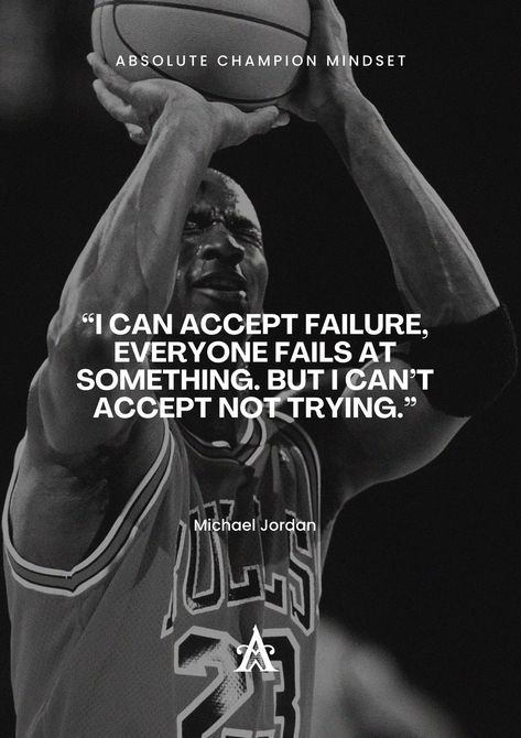 “I can accept failure, everyone fails at something. But I can’t accept not trying.” - Michael Jordan Follow us for more daily quotes and inspirational videos @absolutechampionmindset #michaeljordan #motivationalquote #dailyquotes #motivation #inspiration #success #quote #quotes #motivationalquotes #dailymotivation #lifemotivation Michael Jordan Quotes, Jordan Quotes, Basketball Motivation, Neymar Psg, Success Quote, Basketball Quotes, Jordan Basketball, Sports Quotes, Summer Glow