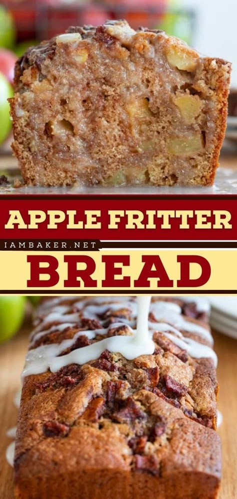 Apple Fritter Bread, Pita Pockets, Apple Fritter, Fruit Bread, Apple Bread, Apple Fritters, Quick Bread Recipes, Bread Recipes Sweet, Breads And Rolls