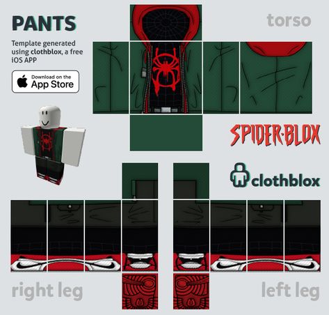 Pants Skin for roblox based on Spiderman Universe Roblox Body Template, Roblox Template, Roblox Ids, Super Hero Shirts, Chibi Body, Body Template, Roblox Clothes, Shirt Roblox, Roblox Animation