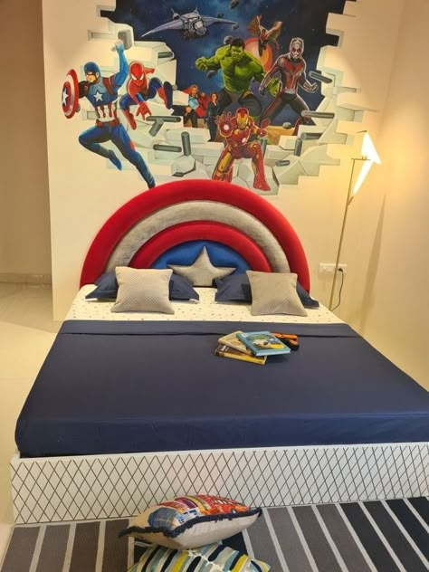 Avenger Theme Bedroom, Avengers Kids Room Ideas, Marvel Theme Bedroom, Avengers Room Ideas Boy Bedrooms, Avengers Room Ideas, Avengers Kids Room, Avengers Bedroom Ideas, Marvel Avengers Room Ideas, Avenger Bedroom