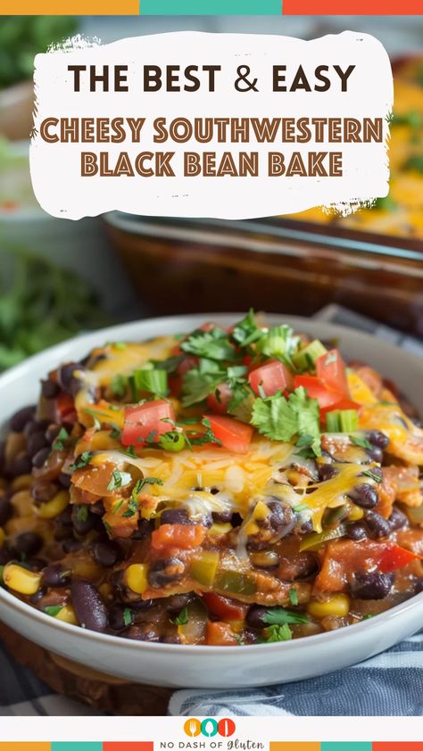 Cheesy Southwestern Black Bean Bake Cheesy Green Chili Bean Bake, Black Bean Casserole Recipes, Black Bean Bake, Corn Tortilla Casserole, Best Spaghetti Recipe, Bean Bake, Black Bean Casserole, Soft Tortillas, Flavorful Dinner