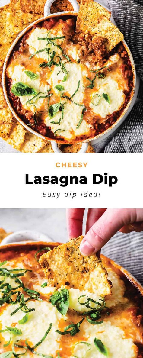 Lasagna dip is a seriously cheesy dip recipe that's perfect for any holiday, party, or gathering. Think of it as lasagna without the noodles! Lasagna Dip Recipe, Smoked Lasagna, Air Fryer Pasta Chips, Cheesy Dip Recipes, Lasagna Dip, Air Fryer Pasta, Italian Dip, Cheesy Lasagna, Delicious Lasagna