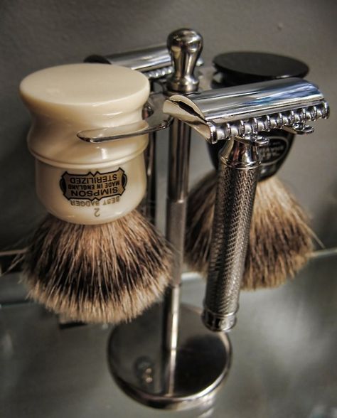 Razors have been around for thousands of years and ancient designs can even be dated back to the Bronze Age. Art Of Manliness, Wet Shaving, Mens Shaving, Shaving Brush, Straight Razor, Safety Razor, Guy Stuff, Sharp Dressed Man, Man Up