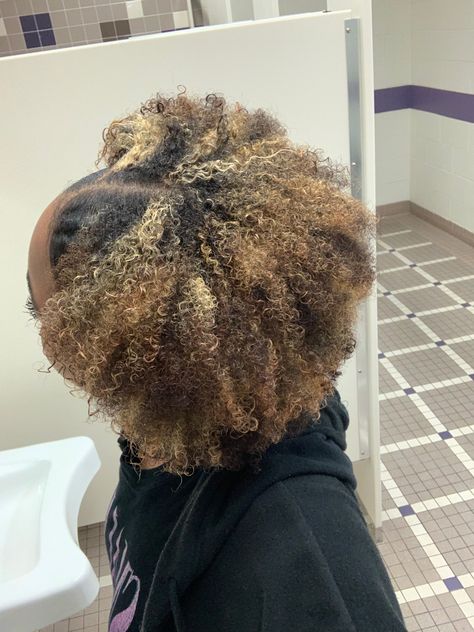 blonde highlights Afro With Blonde Highlights, Brown And Blonde 4c Hair, Blonde Highlights 4c Hair, Honey Blonde And Black Hair, 4c Highlights, Highlights 4c Hair, Highlights On 4c Hair, 4c Blonde Hair, Blonde 4c Hair