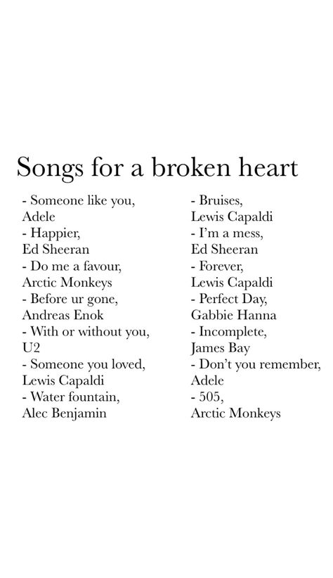 Songs To Sing Your Heart Out To, Artists To Listen To, Break Up Songs, Songs For When, Broken But Beautiful, Summer Songs Playlist, Songs List, Throwback Songs, Breakup Playlist