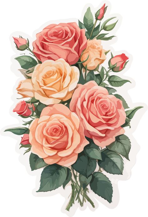 Rose flowers bouquet clip art ai generative Rose Flowers Bouquet, Bouquet Roses, Nature Tattoo, Bouquet Of Roses, Roses Drawing, Watercolor Flower Art, Rose Rouge, Nature Tattoos, Watercolor Flower