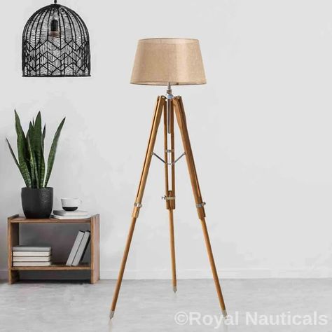 Royal Nauticals Teakwood Wooden Tripod Floor Lamp Without - Etsy Bosnia and Herzegovina Lamp Without Shade, Corner Lighting, Adjustable Bookshelf, Wooden Tripod Floor Lamp, Wooden Bedside Lamps, Light Living Room, Wooden Floor Lamps, Unique Floor Lamps, Corner Lamp