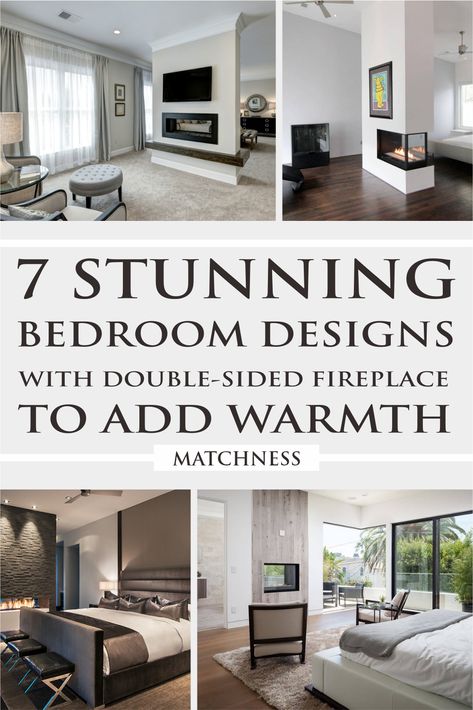 Not just in the living room, a bedroom also allowed to install a fireplace to add warmth. However, what kind of fireplace that will work well with it? In this article, we are given stunning bedrooms with a double-sided fireplace. #bedroomdecorideas #bedroomdesigns #bedroomwithfireplaceideas Triple Sided Fireplace, Gas Fireplace In Bedroom Master Suite, Two Sides Fireplace, Double Sided Fireplace Bedroom, Bedroom Fireplace Ideas Master, Fireplace In Bedroom Ideas, Small Bedroom With Fireplace, Fireplace Bedroom Ideas Master Suite, Bedroom Fireplace Wall