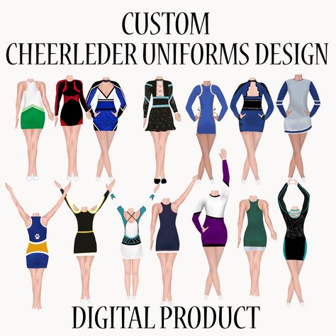 Cheer Uniform Design, Middle School Cheer Uniforms, Cute Cheer Uniforms, Cheer Uniform High School, Cheer Uniforms, Cheerleader Uniforms, Varsity Cheer Uniforms, Cheer Fits, Drill Team Uniforms