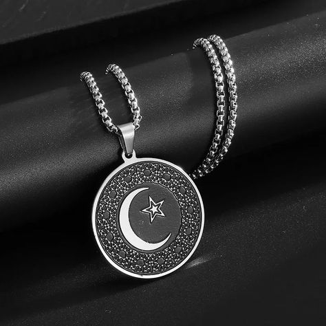 Crescent moon and star hypoallergenic and tarnish free men chains @Ksh 1000 Moon And Star Pendant, Crescent Moon And Star, Star Pendant Necklace, Moon Pendant Necklace, Moon And Star, Moon Pendant, Star Pendant, Jewellery Collection, Chains For Men