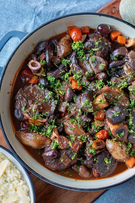 Slow cooked venison osso buco recipe - A Tasty Kitchen Italian Venison Recipes, Venison Osso Bucco Recipe, Osso Bucco Recipe Slow Cooker, Venison Osso Bucco, Venison Shank Recipe, Oso Bucco Recipe, Osso Bucco Slow Cooker, Venison Shank, Venison Recipes Crockpot