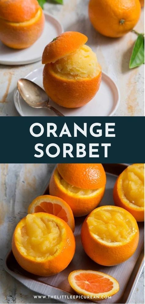 Orange Dessert, Healthy Ice Cream Recipes, Orange Sorbet, Ice Cream Maker Recipes, Sorbet Recipes, Fruity Desserts, Summer Dessert Recipes, Vegan Ice Cream, Three Ingredient