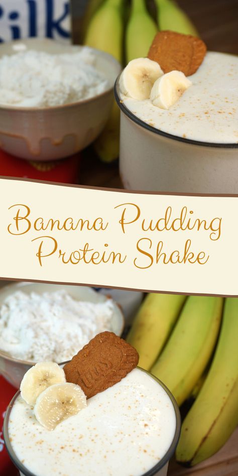 Quick and easy (5 minutes/5 ingredients), you can enjoy this Banana Pudding Protein Shake any time of day!! Pudding Protein Shake, Banana Pudding Protein, Healthy Banana Pudding, Protein Drink Recipes, Tattoos Architecture, Ripe Banana Recipe, Frozen Drink Recipes, Animals Tattoos, Banana Pudding Cake