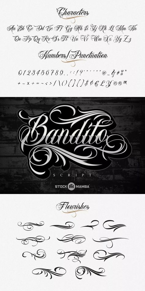 Bandito Script Font | Best Fonts For Tattoo Writing | Script Font by Brian Smith Bandito Tattoo, Best Font For Tattoo, Script Fonts Alphabet, Tattoo Alphabet, Calligraphy Tattoo Fonts, Tattoo Writing, Top Free Fonts, Tattoo Lettering Alphabet, Brian Smith