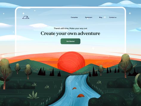 Camping adventure landing page by Hadi Altaf 🐲 for User Friendly on Dribbble Creative Market Design, Computer Science Programming, Create Your Own Adventure, Directory Design, Creative Web Design, Fun Website Design, Webpage Design, Camping Adventure, Camping Spots