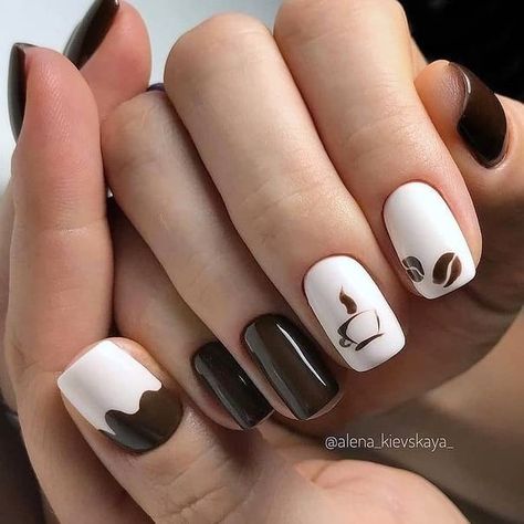 Wedding Nail Art Design, Brown Nails Design, Unghie Nail Art, Manicure Nail Designs, Coffee Nails, Pedicure Designs, Short Nails Art, Nail Art Designs Videos, Cute Gel Nails