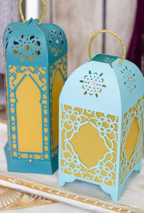 FREE Moroccan Paper Lanterns – Ramadan Cut Files - Designs By Miss Mandee. Art, craft, Cricut, cur files, cut file, die cut, free, freebie, lamp, Moroccan, Moroccan Lanterns, Moroccan Paper Lanterns, paper craft, paper lantern, Paper Lanterns, Ramadan, Ramadan Cut Files, silhouette. Lantern Painting Ideas, Ramadan Diy, Islamic Parenting, Lantern Template, Paper Lanterns Diy, Diy Paper Flowers, Lantern Craft, Ramadan Kareem Decoration, Eid Crafts