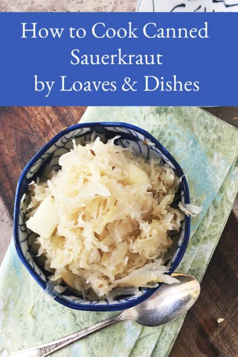 This recipe shows you how to make canned sauerkraut delicious in about 20 minutes.  Tastes like the best homemade sauerkraut recipe you ever tasted! #sauerkraut How To Cook Canned Sauerkraut, Sauerkraut For Brats, How To Cook Sourkrout, Sourkrout Recipes Crockpot, Sauerkraut Side Dish, How To Cook Sauerkraut, Best Ever Saurkraut, Saurkraut Recipes Canned, Best Sauerkraut Recipe