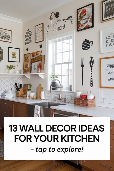 Breathe new life into your kitchen with these 13 creative wall decoration ideas. From art to accents, discover how to spruce up your kitchen walls and create a space that’s both functional and stylish. 👉 Tap now for unique decorating tips! Kitchen Wall Decoration, Kitchen Walls, Wall Decoration Ideas, Creative Kitchen, Creative Wall, Kitchen Taps, Kitchen Decoration, Kitchen Wall Decor, Kitchen Wall