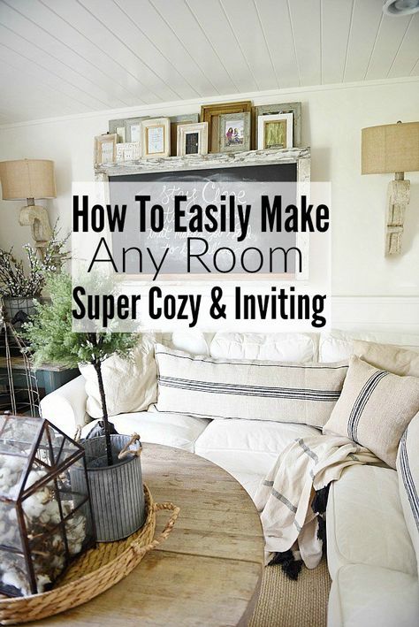 HOW TO MAKE ANY ROOM SUPER COZY & INVITING - A must pin to learn how to add a cozy element to any space. Farmhouse Rooms, Kitchen Open Concept, Farmhouse Living Room Decor Ideas, Rustic Farmhouse Living Room, Farmhouse Style Living Room, Casa Country, Room Cozy, Country Decorating, Modern Farmhouse Living Room