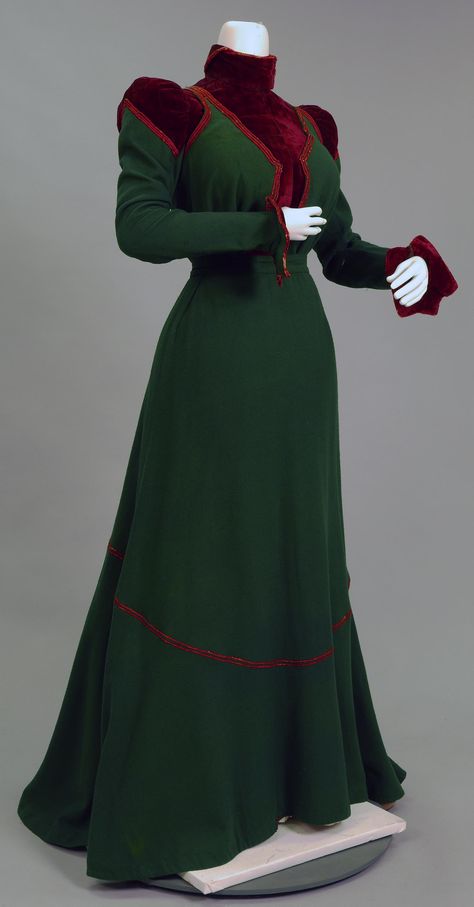 1800s Clothes, 1890 Dress, 1890s Fashion, Texas Fashion, Afternoon Dress, Edwardian Dress, 19th Century Fashion, Velvet Accents, Victorian Clothing