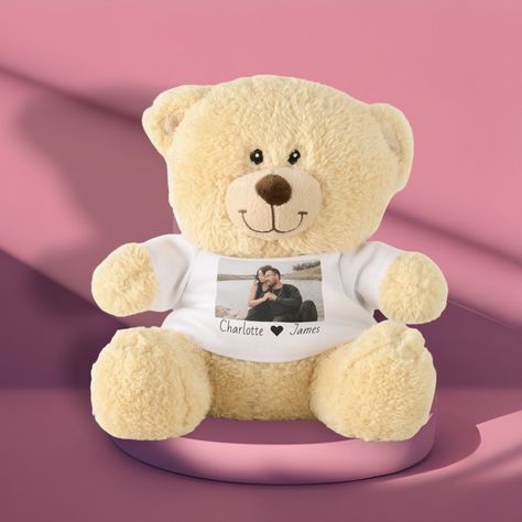 $37.90 | Custom Made Photo And Text Personalized Teddy Bear #ricaso #addname #addphotoandtextpersonalized #makeyourown #createyourown #designyourown #personalizethis #uniquephotogifts #funphotogifts Teddy Bear Shirt, Custom Teddy Bear, Unique Photo Gifts, Personalized Stuffed Animals, Personalised Teddy Bears, Photo And Text, Customized Photo Gifts, Watercolor Floral Pattern, Bear Shirt