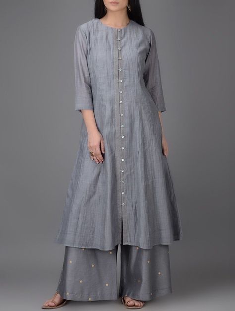 A Line Dress Designs Latest, Kurti With Palazzo, Salwar Designs, Long Kurti, Kurti Designs Latest, Long Kurti Designs, Kurta Neck Design, Cotton Kurti Designs, Salwar Kamiz