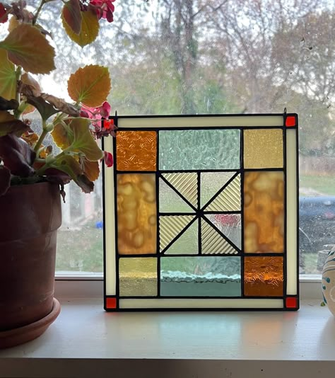 Patchwork Square – Golden Haze Patchwork Squares, Stain Glass Ideas, Stained Glass Quilt, Glass Art Projects, Let Them Go, Art Hobbies, Stained Glass Diy, Stained Glass Crafts, Stained Glass Designs