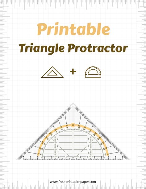 Easy to print triangle protractor used for plotting or chart work. Protractor Printable, Printable Ruler, Free Printable Paper, Triangle Ruler, Nautical Chart, Print Out, Printable Paper, Ruler, Free Printable