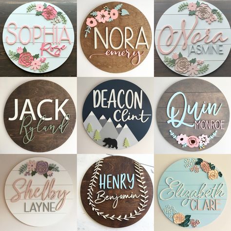 We really love designing these name boards and it makes our day when we see your photos of them in your #nursery #kidsroom or used as a #babyshowerdecorations  decorations Roses Nursery, Floral Name Sign, Floral Baby Bedding, Sign Flowers, Name Board, Unisex Baby Names, Cute Name, Name Boards, Wood Name Sign