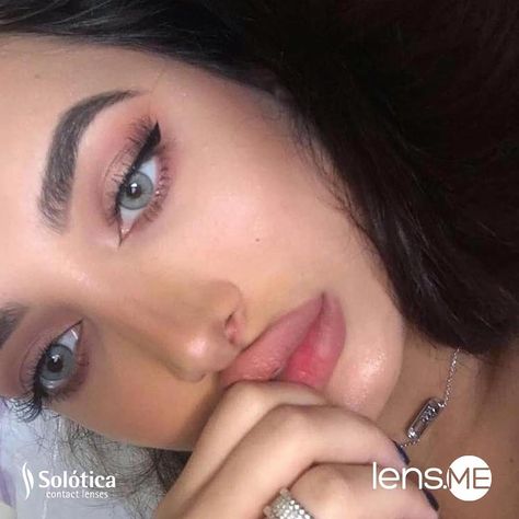 Solotica Lenses, Dark Hair Blue Eyes, Best Colored Contacts, Blue Contacts, Dark Brown Eyes, Greyish Blue, How To Make Rings, Makeup Blog, Contact Lenses Colored