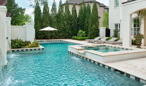 American Arborvitae, Waterline Pool Tile, Raised Pools, Pool Vibes, Poolside Lounge, Thuja Occidentalis, Iron Stone, Pool Remodel, Driveway Design