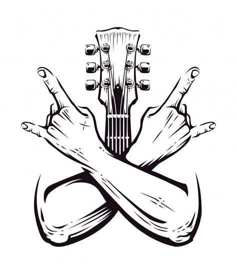 Crossed hands sign rock n roll gesture ... | Premium Vector #Freepik #vector #music #design #hand #art Rock Hand Sign, Rock And Roll Sign, Cross Hands, Rock N Roll Art, Guitar Tattoo, Rock Hand, Music Drawings, Band Poster, Music Tattoo