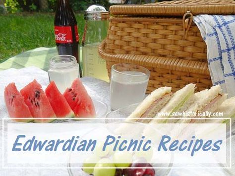 Edwardian Food, Edwardian Picnic, Old Fashioned Picnic, Sherlock Party, Victorian Picnic, Antique Recipes, Historical Cooking, Historic Recipes, Historical Food