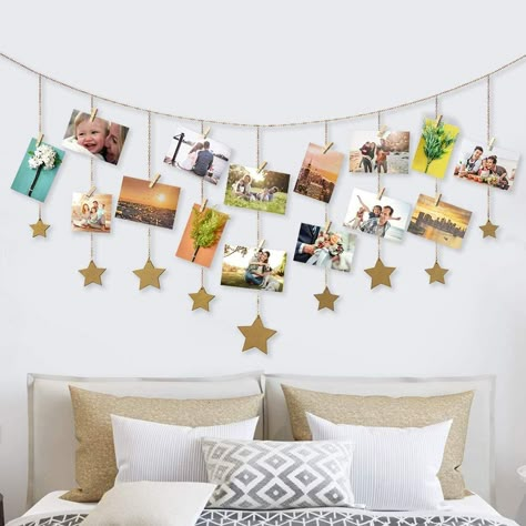 VONTER Photo Display Wood Stars Garland Chains for Dorm Decor ,Hanging Picture Frame Collage with 30 Wood Clips, Wall Art Decoration for Home Office Nursery Room Dorm Living Room Bedroom - Walmart.com - Walmart.com Stars Garland, Foto Muro Collage, Picture Frame Collage, Home Office Nursery, Photo Wall Display, Frame Collage, Wood Clips, Dorm Living Room, Office Nursery