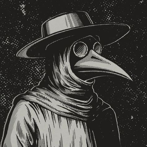 Icon Pfp Discord, Black Plague Doctor, Doctor Icon, Vintage Comic Style, Doctor Drawing, Plague Doctors, Black Plague, Spooky Tattoos, The Plague